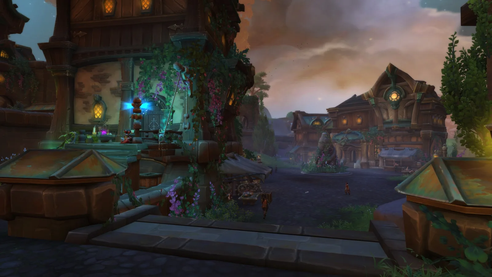 LOOTOVORE Guides WoW – Une rue de Plumetombe à la nuit tombée